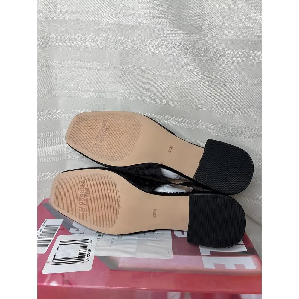 Charles David Zalo Womens Pumps Black Crushed Velvet Square Toe Size 6.5 M